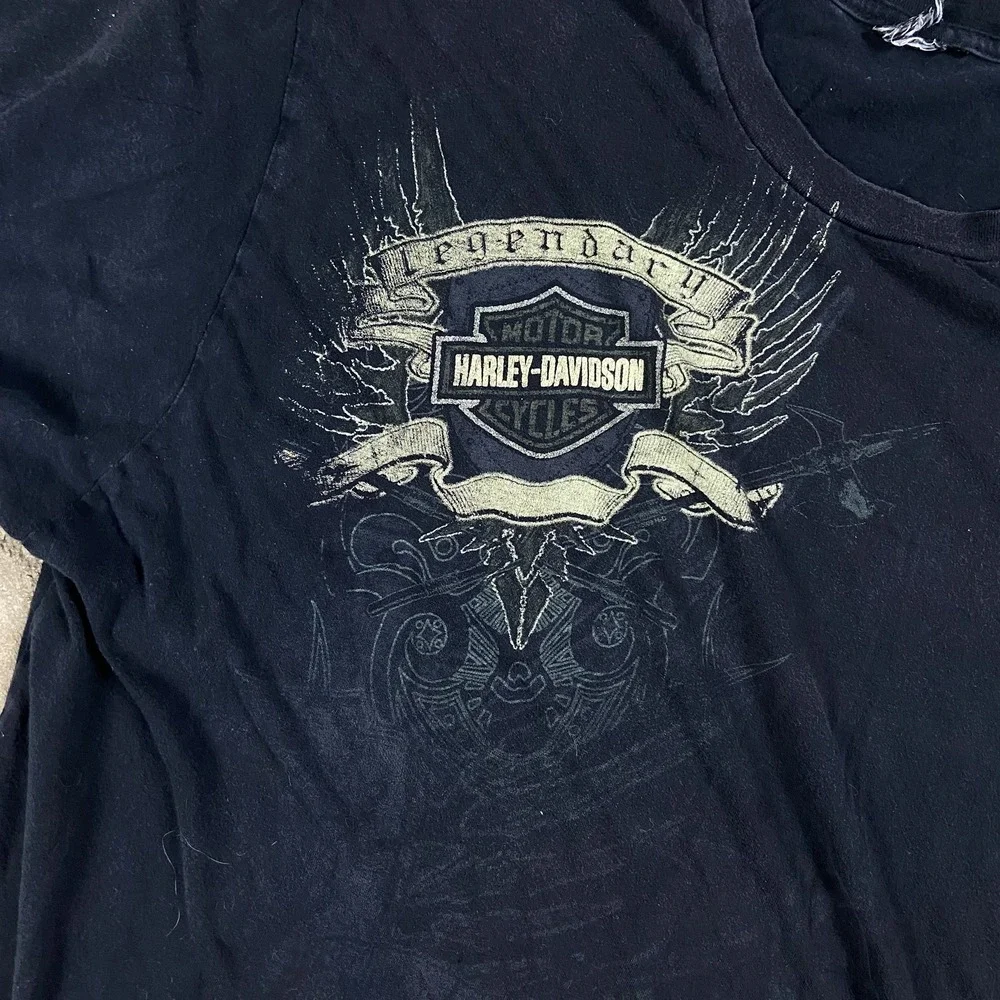 Vintage Y2K Harley Davidson T-Shirt Size Large Black Mcguire California Biker